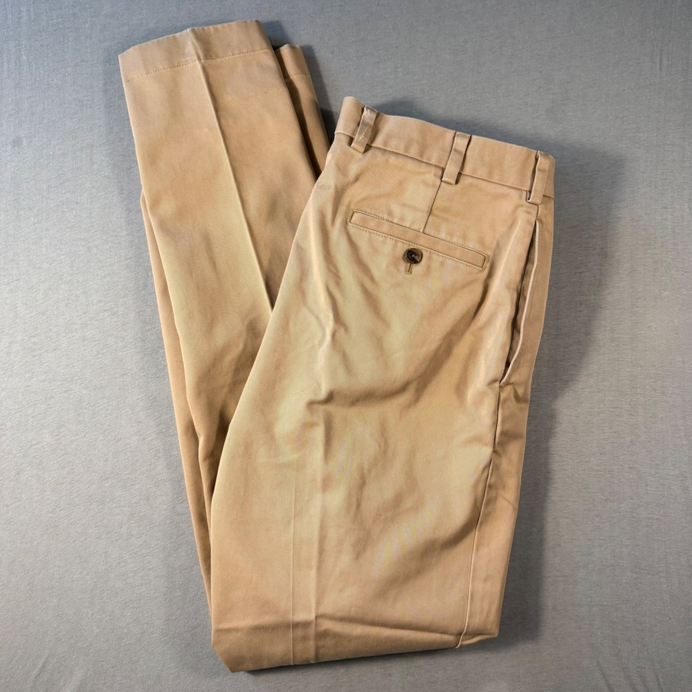 Brooks Brothers Advantage Chino Clark Khaki Pants Mens 34x34 Tan Cotton Twill